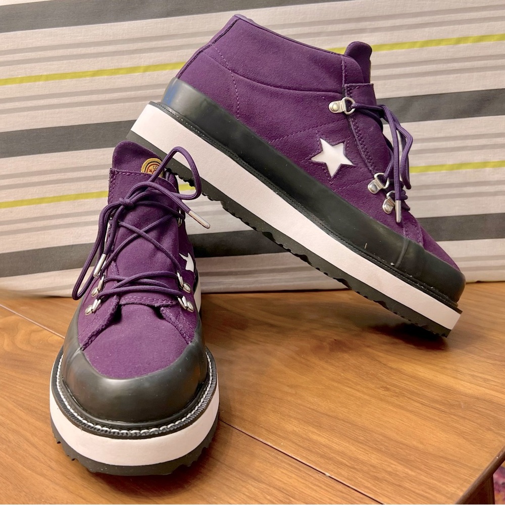 Converse One Star Boot Mid Grand Purple Black White Women's 10